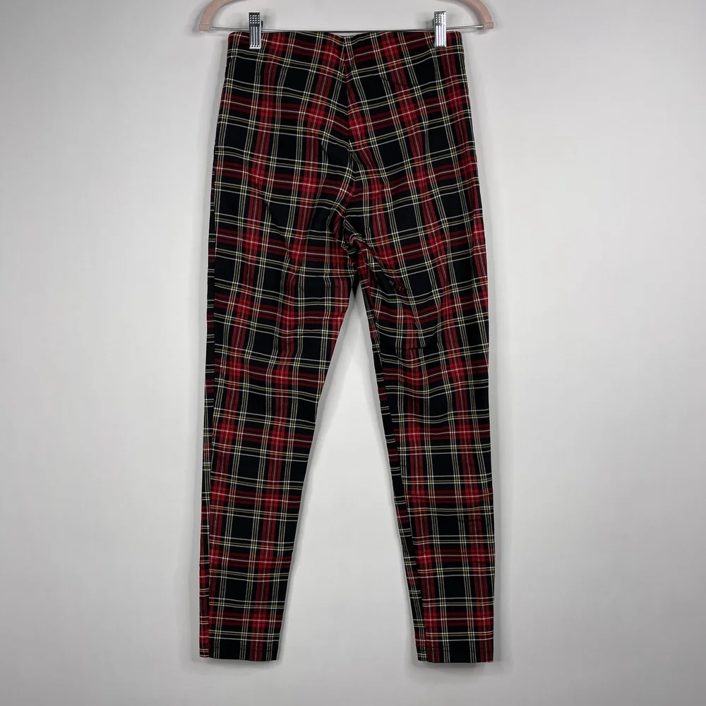 2/$30 ZARA Tartan Plaid Zip-up Skinny Pants Ring Pull Medium Red Black #7310 - Picture 10 of 16